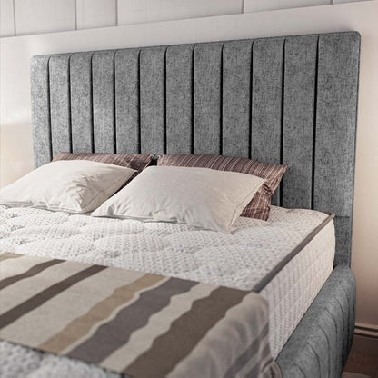Milan Upholstered Ottoman Bed - Silver Chenille