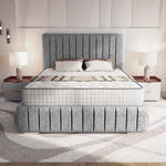 Milan Upholstered Ottoman Bed - Silver Chenille