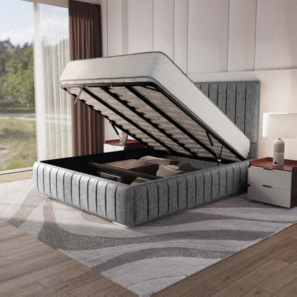 Milan Upholstered Ottoman Bed - Silver Chenille