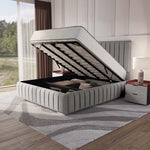 Milan Upholstered Ottoman Bed - Silver Linoso