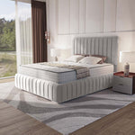 Milan Upholstered Ottoman Bed - Silver Plush Velvet