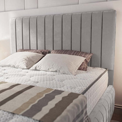 Milan Upholstered Ottoman Bed - Silver Plush Velvet