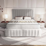 Milan Upholstered Ottoman Bed - Silver Plush Velvet