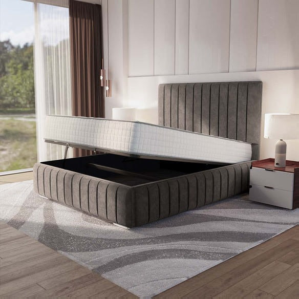 Milan Upholstered Ottoman Bed - Slate Grey Naples