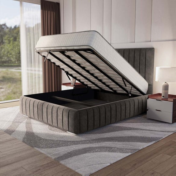 Milan Upholstered Ottoman Bed - Slate Grey Naples