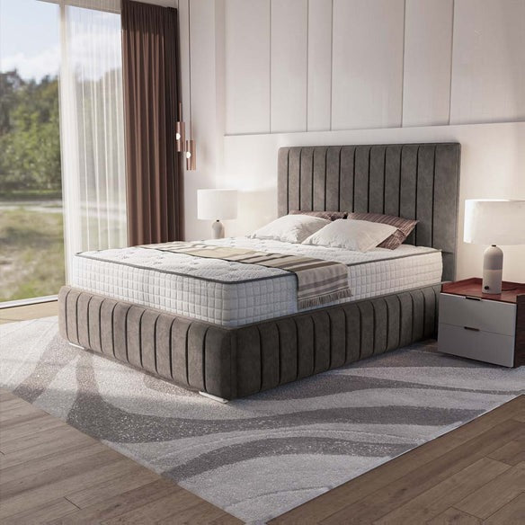 Milan Upholstered Ottoman Bed - Slate Grey Naples