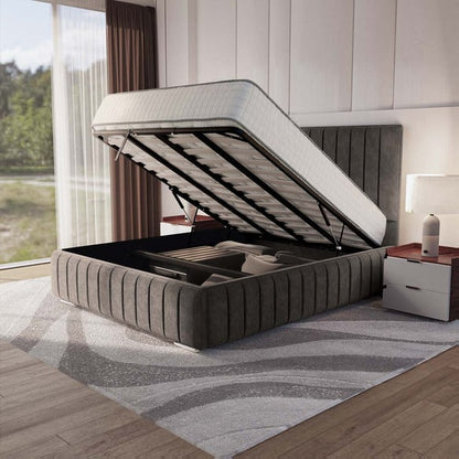 Milan Upholstered Ottoman Bed - Slate Grey Naples