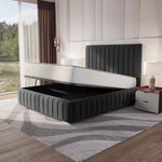 Milan Upholstered Ottoman Bed - Steel Plush Velvet