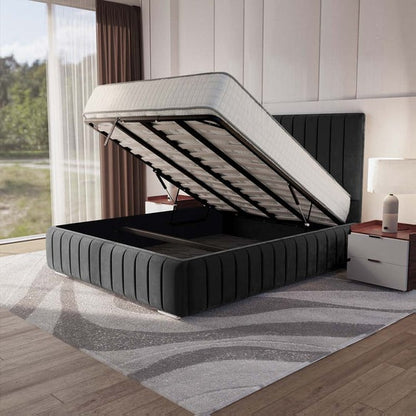 Milan Upholstered Ottoman Bed - Steel Plush Velvet