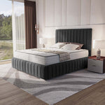 Milan Upholstered Ottoman Bed - Steel Plush Velvet