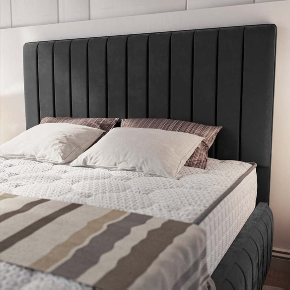 Milan Upholstered Ottoman Bed - Steel Plush Velvet