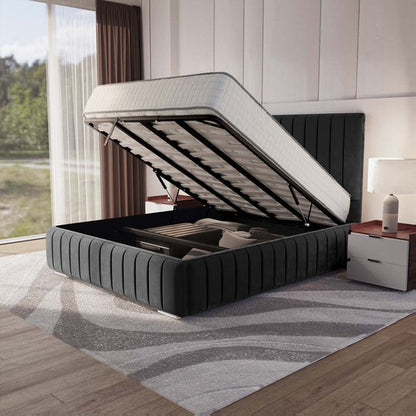 Milan Upholstered Ottoman Bed - Steel Plush Velvet