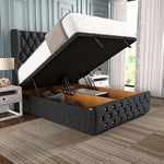 Monaco Ottoman Divan Bed - Black Chenille