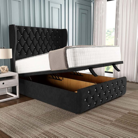 Monaco Ottoman Divan Bed - Black Naples