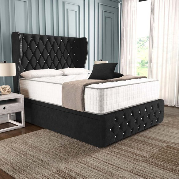 Monaco Ottoman Divan Bed - Black Naples