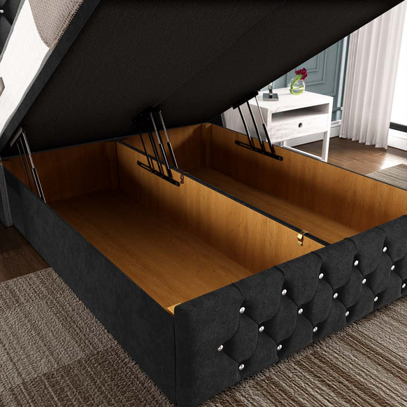 Monaco Ottoman Divan Bed - Black Naples