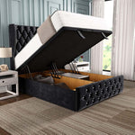 Monaco Ottoman Divan Bed - Black Plush Velvet