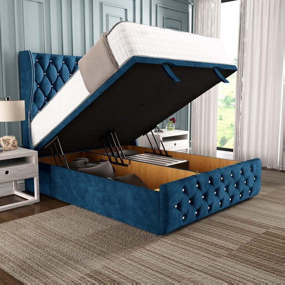 Monaco Ottoman Divan Bed - Blue Coniston