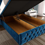 Monaco Ottoman Divan Bed - Blue Plush Velvet