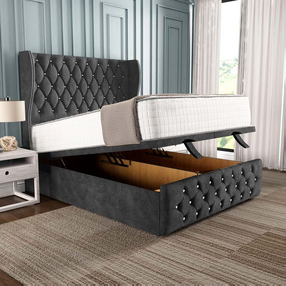 Monaco Ottoman Divan Bed - Charcoal Coniston