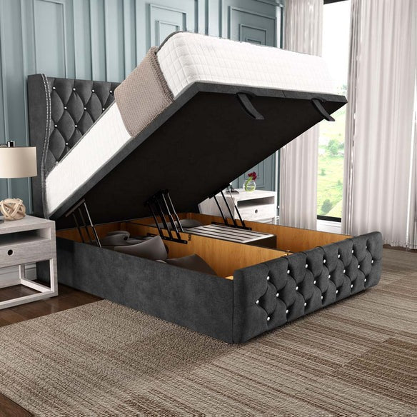 Monaco Ottoman Divan Bed - Charcoal Coniston