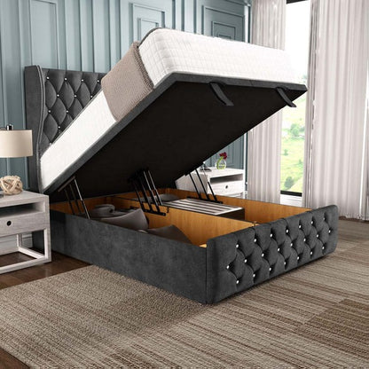 Monaco Ottoman Divan Bed - Charcoal Coniston