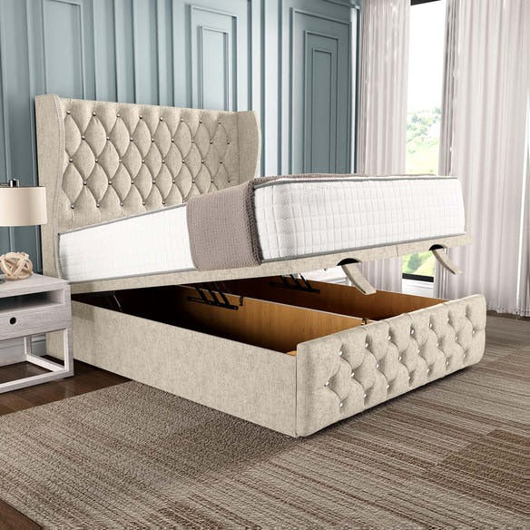 Monaco Ottoman Divan Bed - Cream Chenille