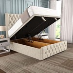 Monaco Ottoman Divan Bed - Cream Chenille