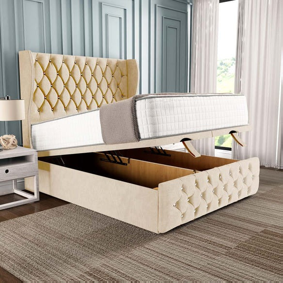 Monaco Ottoman Divan Bed - Cream Naples