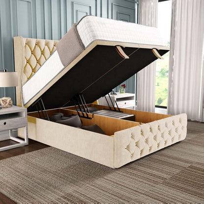 Monaco Ottoman Divan Bed - Cream Naples