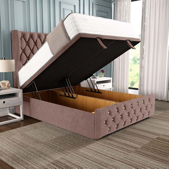 Monaco Ottoman Divan Bed - Mauve Naples