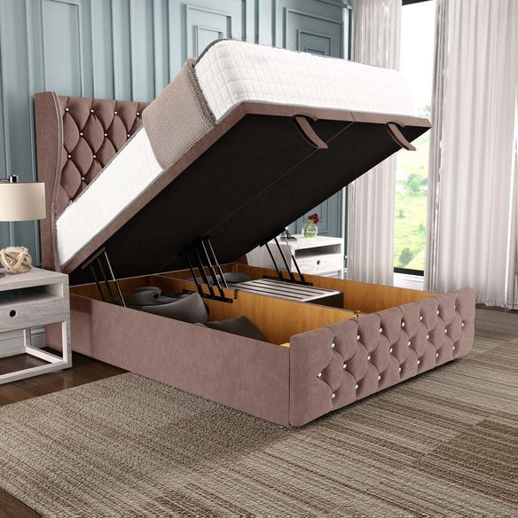 Monaco Ottoman Divan Bed - Mauve Naples