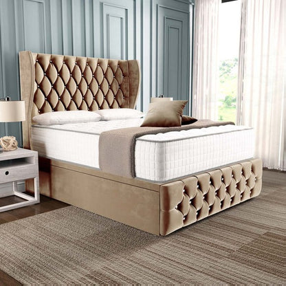 Monaco Ottoman Divan Bed - Mink Plush Velvet