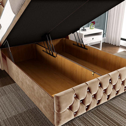 Monaco Ottoman Divan Bed - Mink Plush Velvet