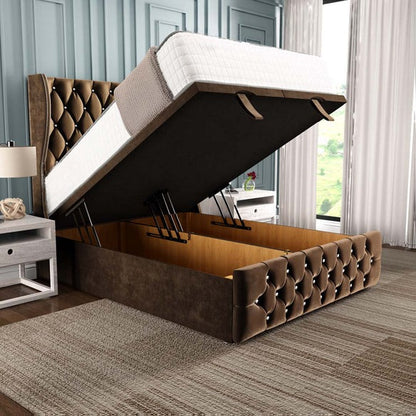 Monaco Ottoman Divan Bed - Mocca Plush Velvet