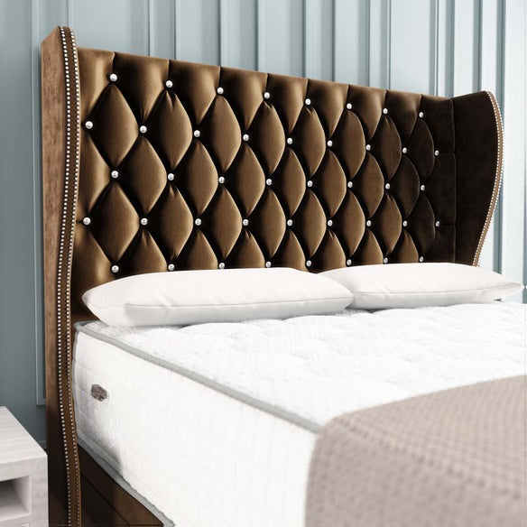 Monaco Ottoman Divan Bed - Mocca Plush Velvet