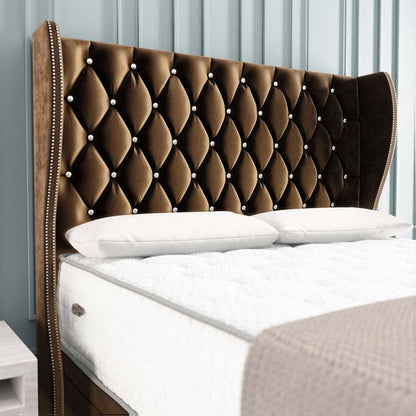 Monaco Ottoman Divan Bed - Mocca Plush Velvet