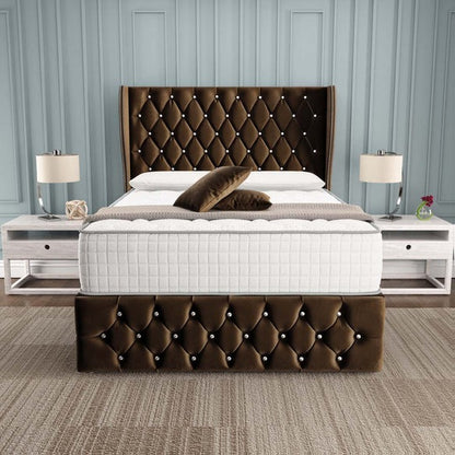 Monaco Ottoman Divan Bed - Mocca Plush Velvet