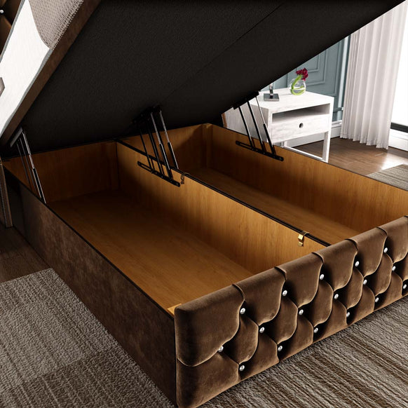 Monaco Ottoman Divan Bed - Mocca Plush Velvet