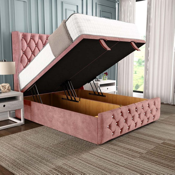 Monaco Ottoman Divan Bed - Pink Coniston