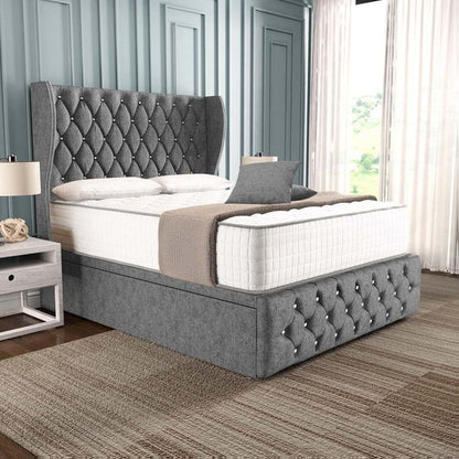 Monaco Ottoman Divan Bed - Silver Chenille