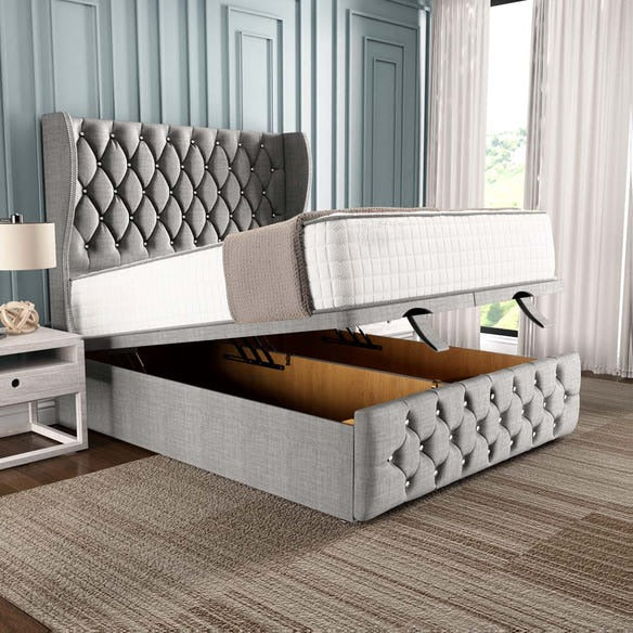 Monaco Ottoman Divan Bed - Silver Linoso