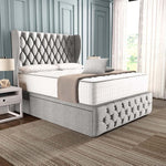Monaco Ottoman Divan Bed - Silver Linoso