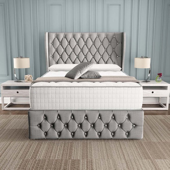 Monaco Ottoman Divan Bed - Silver Linoso