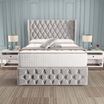 Monaco Ottoman Divan Bed - Silver Plush Velvet