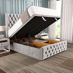 Monaco Ottoman Divan Bed - Silver Plush Velvet