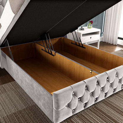 Monaco Ottoman Divan Bed - Silver Plush Velvet
