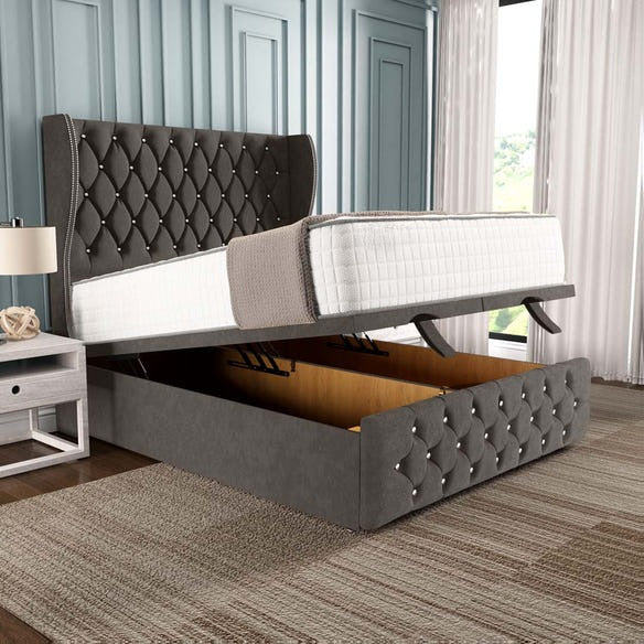 Monaco Ottoman Divan Bed - Slate Grey Naples