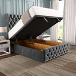 Monaco Ottoman Divan Bed - Steel Plush Velvet