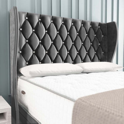 Monaco Ottoman Divan Bed - Steel Plush Velvet